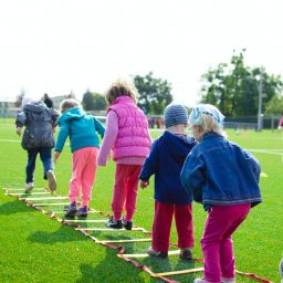 Group of children playing outside.