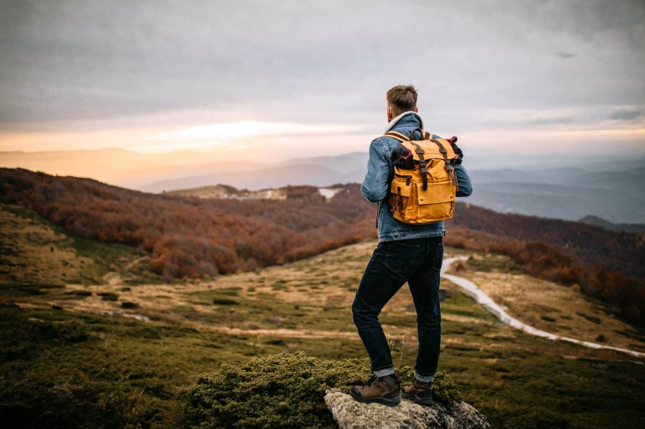 Man hiking in wilderness