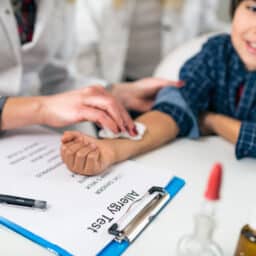 Young boy prepares for allergy test